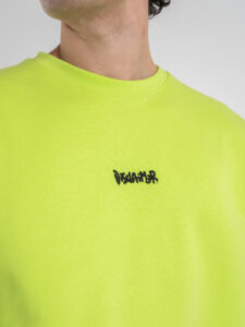 DISCLAIMER Felpa girocollo con logo frontale e scritta posteriore 25EDS54826 Giallo Lime (5)