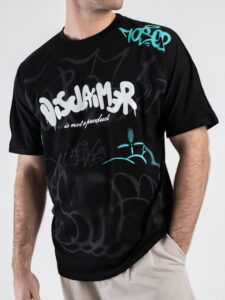DISCLAIMER T-shirt con logo frontale e scritte graffiti 25EDS54897 Nera (3)