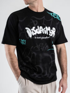 DISCLAIMER T-shirt con logo frontale e scritte graffiti 25EDS54897 Nera (4)