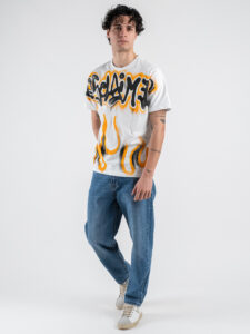 DISCLAIMER T-shirt con stampa scritta graffiti 25EDS55000 Bianca (2)