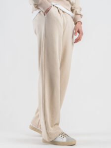 ESTASI Completo tuta over leggero con felpa cappuccio boxy fit + pantalone baggy AD2122 Avorio (3)