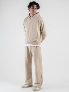 ESTASI Completo tuta over leggero con felpa cappuccio boxy fit + pantalone baggy AD2122 Avorio (6)