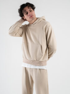 ESTASI Completo tuta over leggero con felpa cappuccio boxy fit + pantalone baggy AD2122 Avorio (7)
