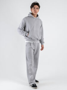ESTASI Completo tuta over leggero con felpa cappuccio boxy fit + pantalone baggy AD2122 Ferro (2)
