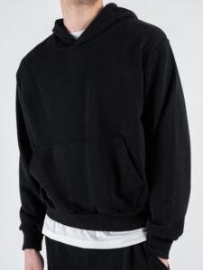 ESTASI Completo tuta over leggero con felpa cappuccio boxy fit + pantalone baggy AD2122 Nero (3)