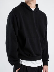 ESTASI Completo tuta over leggero con felpa cappuccio boxy fit + pantalone baggy AD2122 Nero (4)