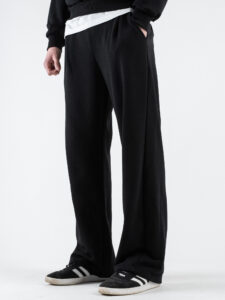 ESTASI Completo tuta over leggero con felpa cappuccio boxy fit + pantalone baggy AD2122 Nero (7)