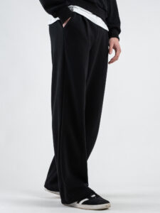 ESTASI Completo tuta over leggero con felpa cappuccio boxy fit + pantalone baggy AD2122 Nero (8)