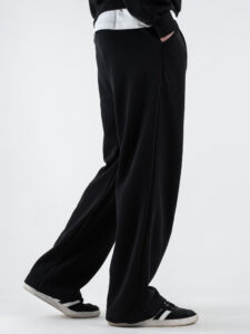 ESTASI Completo tuta over leggero con felpa cappuccio boxy fit + pantalone baggy AD2122 Nero (9)
