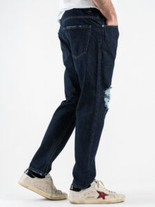 ESTASI Jeans blu 100% cotone con rotture e corto alla caviglia GUARDIOLA Blu scuro (4)