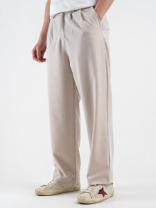 ESTASI Pantalone leggero gamba larga con elastico in vita YAMAL Beige (2)