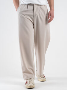 ESTASI Pantalone leggero gamba larga con elastico in vita YAMAL Beige (3)