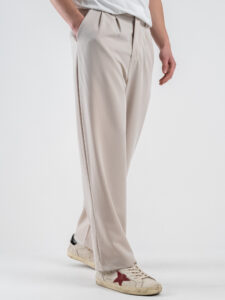 ESTASI Pantalone leggero gamba larga con elastico in vita YAMAL Beige (4)