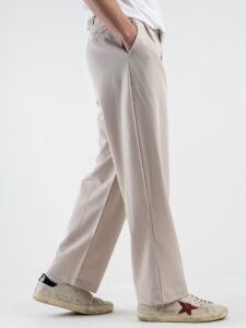 ESTASI Pantalone leggero gamba larga con elastico in vita YAMAL Beige (5)