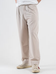 ESTASI Pantalone leggero gamba larga con elastico in vita YAMAL Beige (7)
