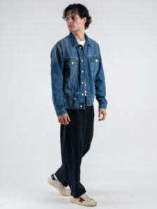 ESTASI Pantalone leggero gamba larga con elastico in vita YAMAL Blu (1)