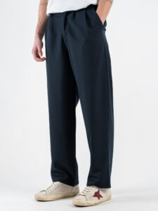 ESTASI Pantalone leggero gamba larga con elastico in vita YAMAL Blu (2)