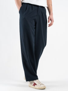 ESTASI Pantalone leggero gamba larga con elastico in vita YAMAL Blu (3)