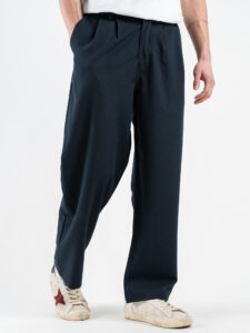 ESTASI Pantalone leggero gamba larga con elastico in vita YAMAL Blu (4)