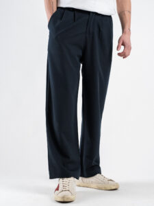 ESTASI Pantalone leggero gamba larga con elastico in vita YAMAL Blu (7)