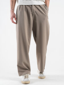 ESTASI Pantalone leggero gamba larga con elastico in vita YAMAL Fango (4)