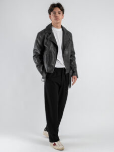 ESTASI Pantalone leggero gamba larga con elastico in vita YAMAL Nero (2)