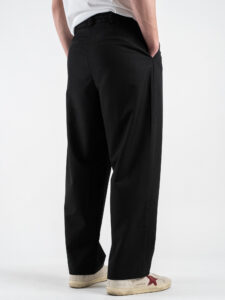 ESTASI Pantalone leggero gamba larga con elastico in vita YAMAL Nero (7)