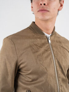 GIANNI LUPO Bomber in ecocamoscio con polsini e collo in maglia GL9730L Cammello (1)