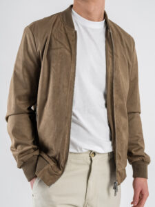 GIANNI LUPO Bomber in ecocamoscio con polsini e collo in maglia GL9730L Cammello (3)