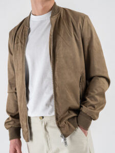 GIANNI LUPO Bomber in ecocamoscio con polsini e collo in maglia GL9730L Cammello (4)