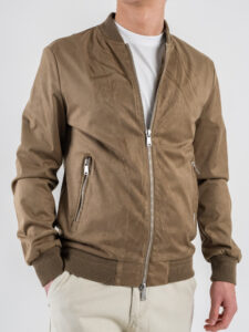GIANNI LUPO Bomber in ecocamoscio con polsini e collo in maglia GL9730L Cammello (7)