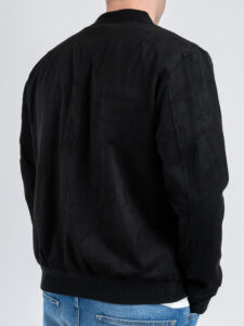 GIANNI LUPO Bomber in ecocamoscio con polsini e collo in maglia GL9730L Nero (1)