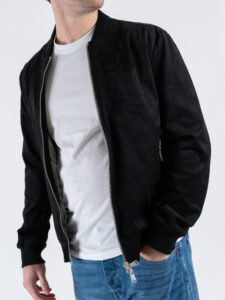 GIANNI LUPO Bomber in ecocamoscio con polsini e collo in maglia GL9730L Nero (3)