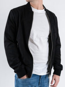GIANNI LUPO Bomber in ecocamoscio con polsini e collo in maglia GL9730L Nero (4)