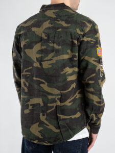 GIANNI LUPO Camicia mimetica leggera con rotture e patch GL333R Military (1)