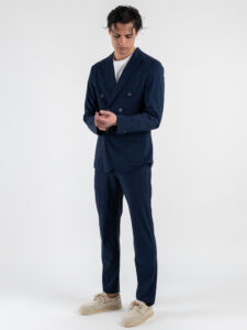 GIANNI LUPO Giacca doppiopetto da abito in tessuto tecnico GL3003TR Navy (1)