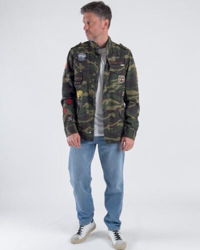 GIANNI LUPO Giacchetta sahariana collo coreana mimetica leggera con rotture e patch GL350R Military Best Seller