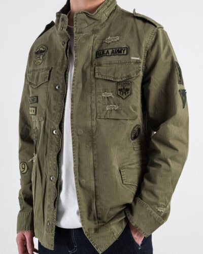GIANNI LUPO Giacchetta sahariana leggera con rotture e patch GL351R Military 2 Nuovi Arrivi