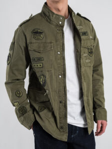 GIANNI LUPO Giacchetta sahariana leggera con rotture e patch GL351R Military (5)