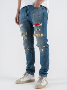 GIANNI LUPO Jeans con schizzi e patch colorate BRUCE GL188F (1)