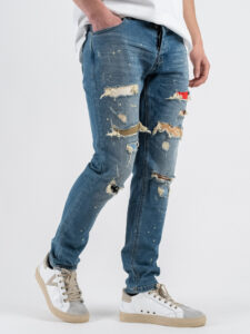 GIANNI LUPO Jeans con schizzi e patch colorate BRUCE GL188F (2)