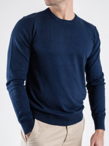 GIANNI LUPO Maglia girocollo leggera in viscosa GL512S Navy (1)