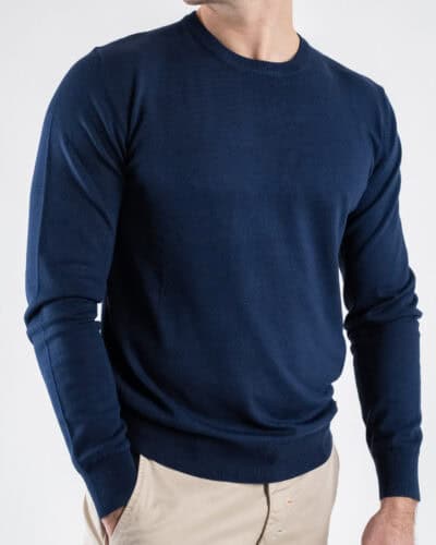 GIANNI LUPO Maglia girocollo leggera in viscosa GL512S Navy 1 Home