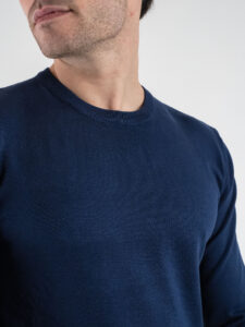 GIANNI LUPO Maglia girocollo leggera in viscosa GL512S Navy (2)