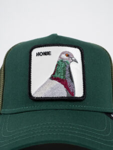 GOORIN BROS Cappellino verde e pacht in pelle bianca stampa piccione HOMIE (1)