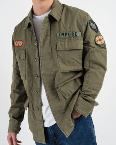 Giacchetta sahariana leggere con patch DENNISO3 Militare2 Nuovi Arrivi