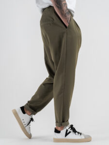 IMPERIAL Pantalone da abito con gamba morbida e coulisse in vita PC8QJBQ Army (4)