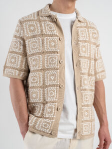 ONLY&SONS Camicia crochet a mezza manica BART 22033329 Silver Lining (3)