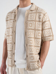 ONLY&SONS Camicia crochet a mezza manica BART 22033329 Silver Lining (4)