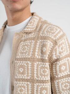 ONLY&SONS Camicia crochet a mezza manica BART 22033329 Silver Lining (5)